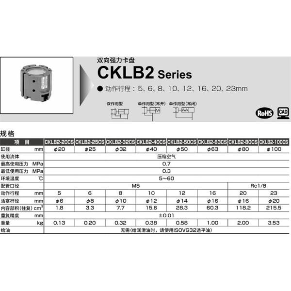 CKD喜开理双向强力卡盘CKLB2-100CS-O