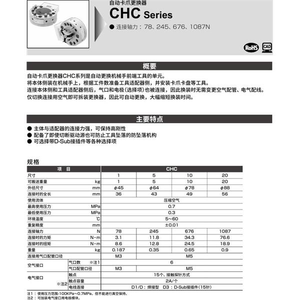CKD喜开理自动卡爪更换器自动卡爪更换器CHC-10H