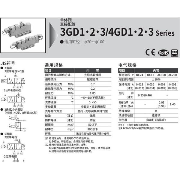 CKD喜开理先导式3通阀3GD2110R-C4-E2-1