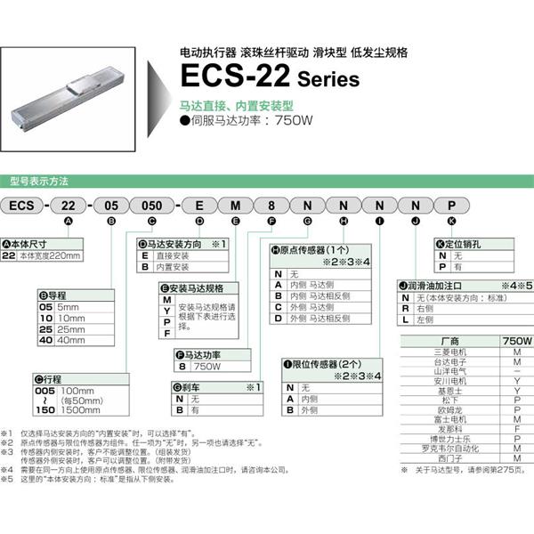 CKD喜开理电动执行器（无马达型）滑块型ECS-22-05015-EM8NNNNN