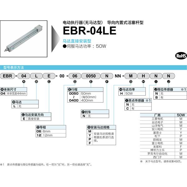 CKD喜开理电动执行器（无马达型）滑块型EBR-04LE-00-060350NNN-MHNN
