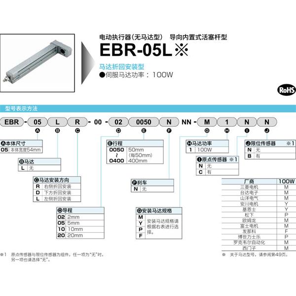 CKD喜开理电动执行器（无马达型）滑块型EBR-05LR-00-020050NNN-M1NN