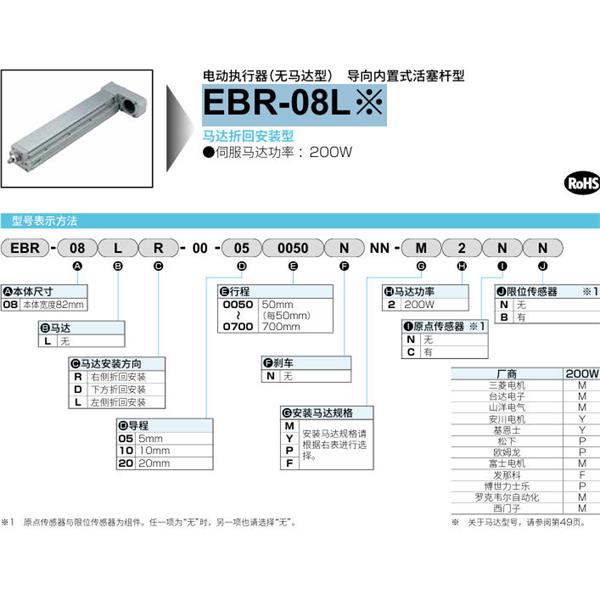 CKD喜开理电动执行器（无马达型）滑块型EBR-08LR-00-200700NNN-F2CB