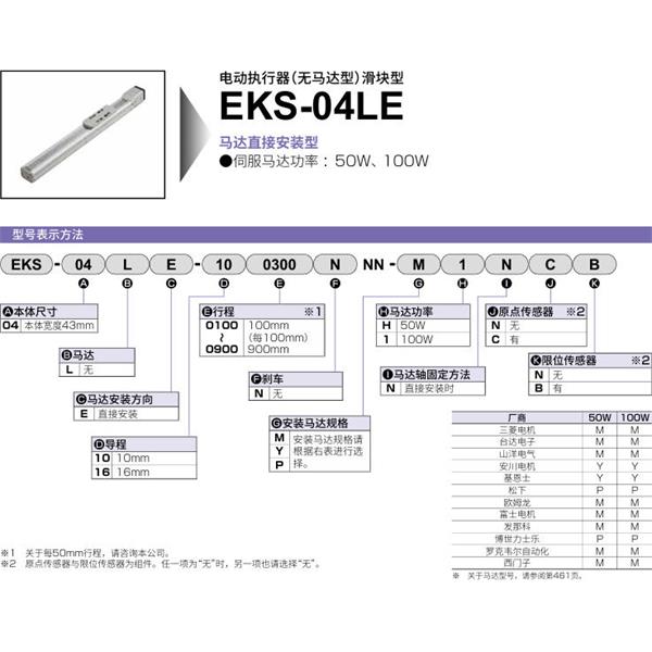 CKD喜开理电动执行器（无马达型）滑块型EKS-04LE-160300NNN-MHNNN