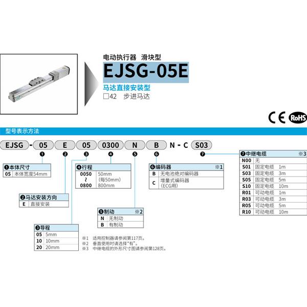 CKD喜开理电动执行器（无马达型）滑块型EJSG-05E200800BCN-CS10