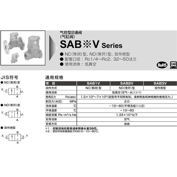 CKD喜开理气控型2通阀（气缸阀）SAB2V-40A-0B