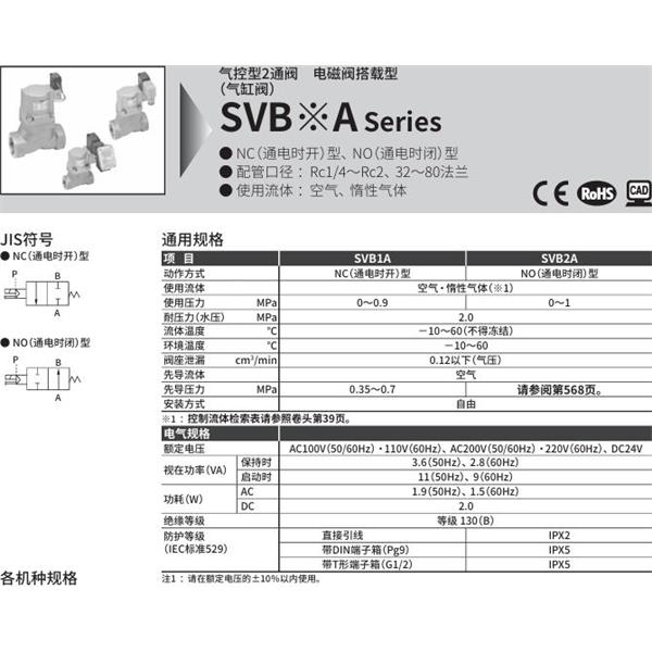 CKD喜开理气控型2通阀（气缸阀）SVB1A-8A-02CS-AC100V