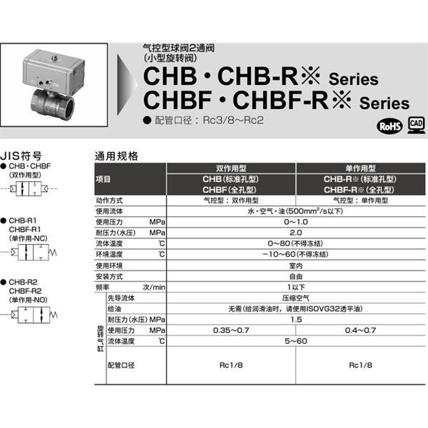CKD喜开理气控式球阀2・3通阀CHBF-15