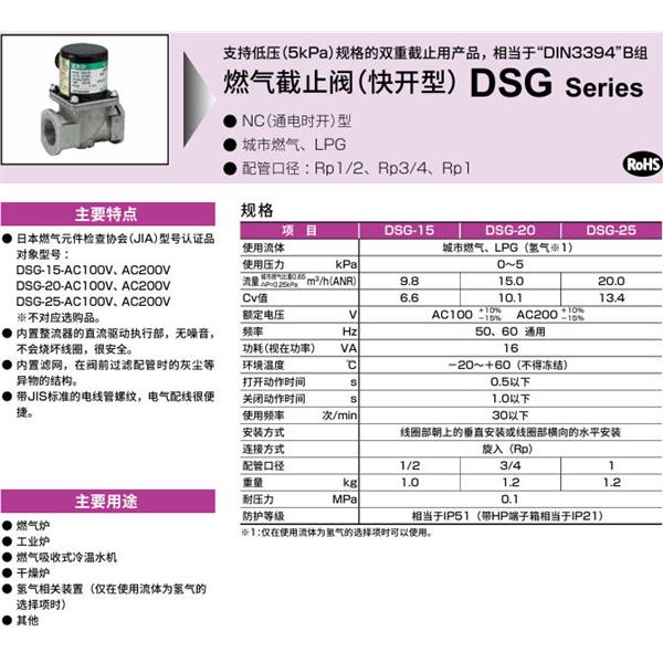 CKD喜开理气体遮蔽阀（快开型）DSG-20-3M-AC100V