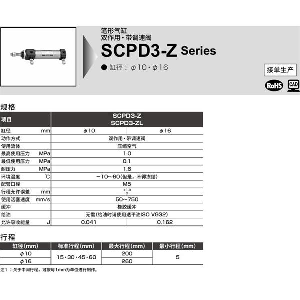 CKD喜开理笔形气缸SCPD3-ZL-LB-10-50-T0H-R-I