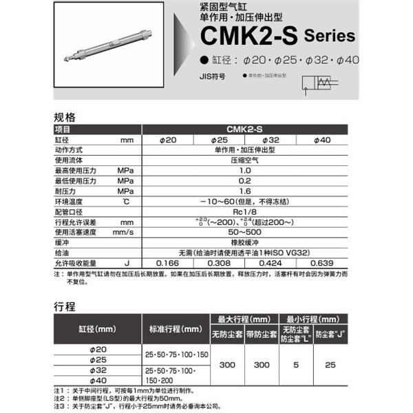 CKD喜开理紧固型气缸CMK2S-CA-32-300-T8H-T-MB2
