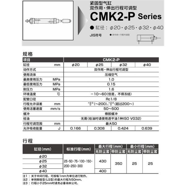 CKD喜开理紧固型气缸CMK2-P-LB-32-400-50-T5V-T-F-B2