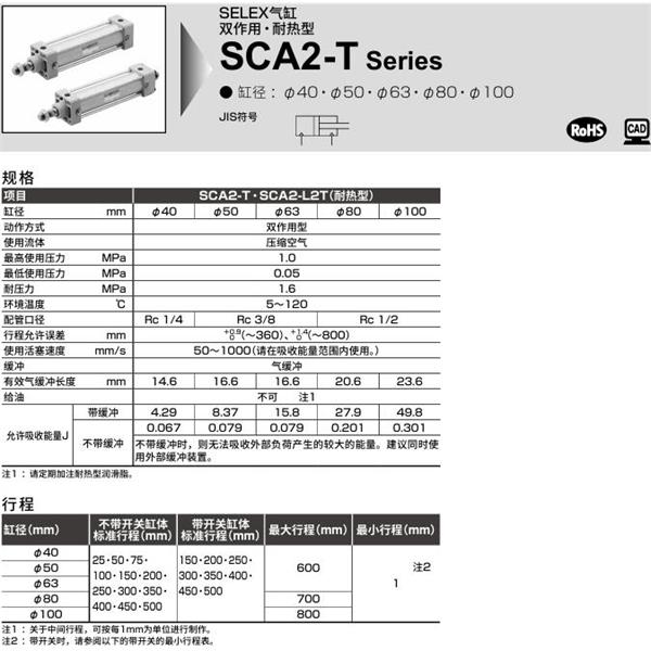 CKD喜开理SELEX气缸SCA2-T-CA-100B-100-SI