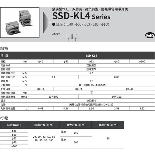 CKD喜开理超级紧凑型气缸SSD-KL4-80-40-V0-D-N-LB-I