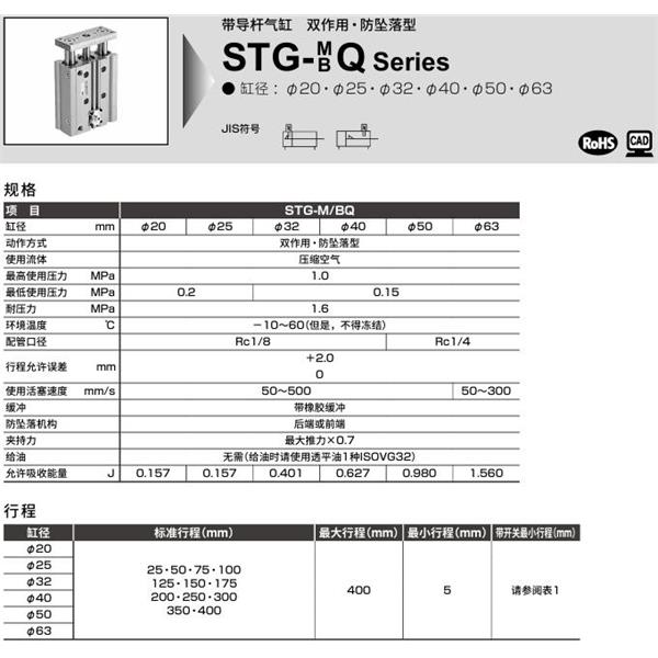 CKD喜开理带导杆气缸STG-BQ-32-25-H-T0H-R-M1