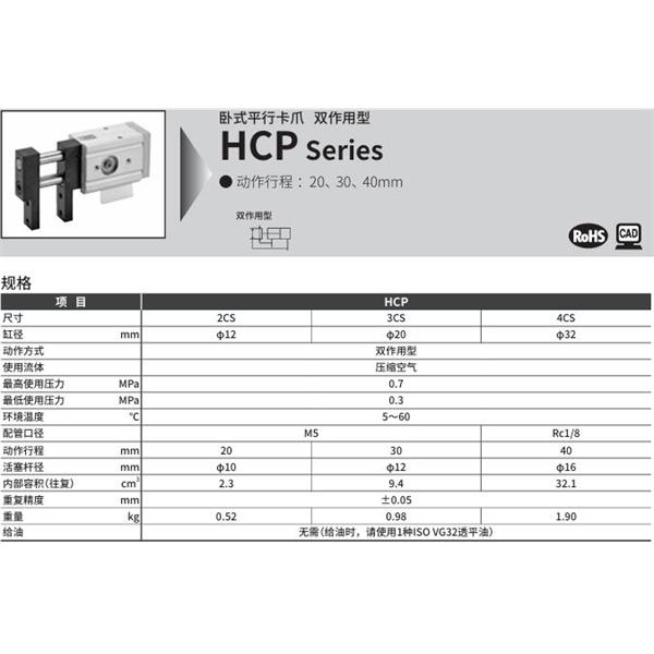 CKD喜开理卧式平行卡爪HCP-3CS-Y2