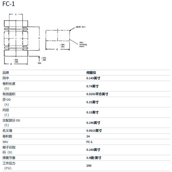美国MW Components电镀型伺服波纹管FC-10