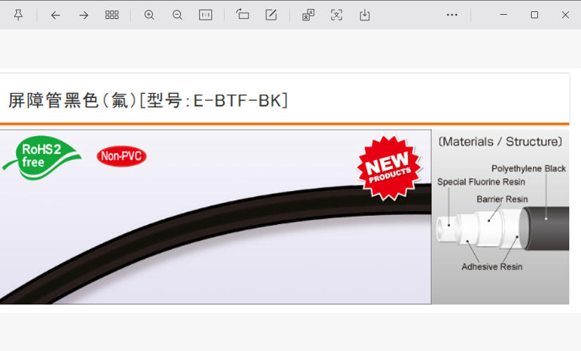 日本HAKKO八光柔性氟素 ETFE 树脂软管E-BTF-3×5-BK